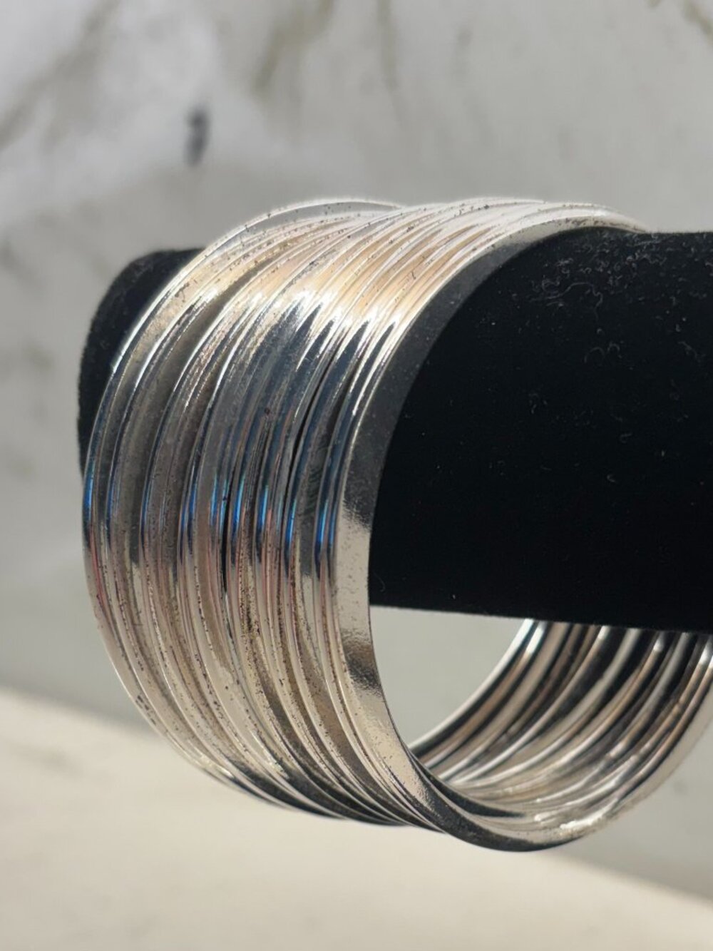 Chico's Vintage Y2K Silvertone Stackable Bangle Set of 10 Classic Minimalist